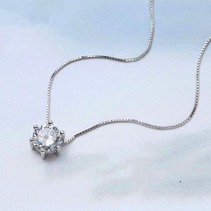 2CT Solitaire Diamond 925 Sterling Silver Necklace